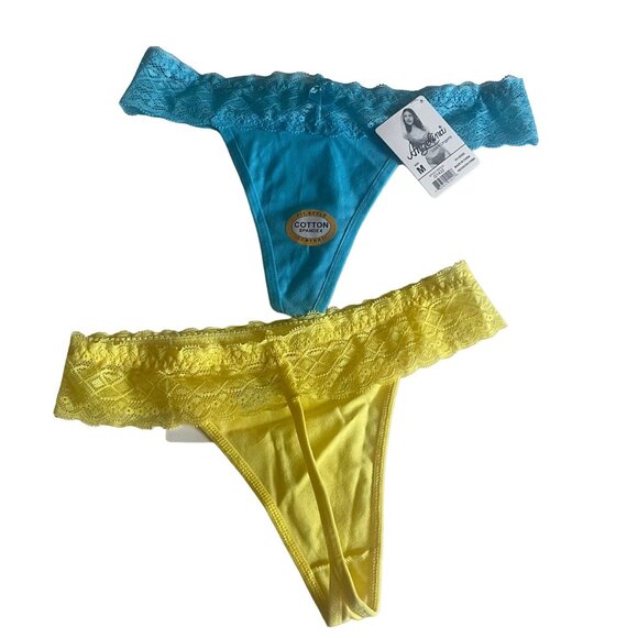 Angelina Lace Waist Multi-Color Cotton (6-Pack) Thong G-String Panties Bundle - Picture 6 of 7